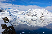 Coastal scenery beneath Mount Walker, Paradise Bay off Graham Land, Antarctic Peninsula.