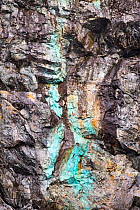 Copper deposits in a cliff at Almirante Brown, Paradise Bay, Antarctic Peninsula.