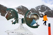 Campbell Stokes Sunshine Recorder, which measures hours of sunlight at Base Orcadas, an Argentine scientific station in Laurie Island, South Orkney Islands, Antarctic Peninsula.