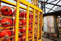 Ashram's bio-gas plant, that is fed with food waste and manure and fuels the kitchens and the Ashram's vehicles. Muni Seva Ashram,Goraj, near Vadodara, India,