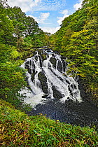 Swallow Falls on Afon (River) Llugwy west, Betws-y-coed Snowdonia National Park, North Wales, UK, September 2017.