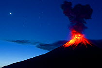 Tungurahua Volcano erupting at dawn, Ecuadorian Eastern Slopes, Tungurahua, Ecuador, February 2014.