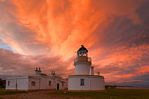 Chanonry Point Lighthouse at sunset, Moray Firth, Highlands, Scotland. September 2016