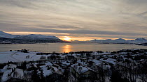 Timelapse of the sun circling the horizon at dawn, Tromso, Norway, March 2014.