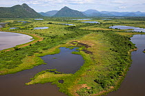 Aerial view of the Pantanal, end of the dry season. Near the  area of the Rio Paraguay or Paraguay river, north of Corumba, Brazil. November. Photographed for the Freshwater Project.