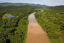 Aerial view of the Pantanal around the Rio Paraguay or Paraguay River, at the end of the dry season, Brazil. November. Photographed for The Freshwater Project