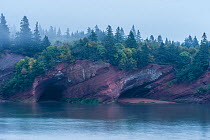 St. Martins sea caves along the Bay of Fundy coast, New Brunswick, Canada, September 2017.