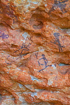 Rock art in the  Abrics de l'Ermita caves Ulldecona Village, Catalonia, Spain, June.