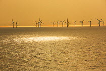 Offshore wind farm in Dutch waters an hours sailing from Ijmuiden, Netherlands. May 2013