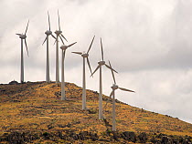 Wind farm above Eressos on Lesvos, Greece. June 2013
