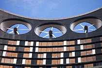 The Strata building at the Elephant and Castle in London, the first building in the world where wind turbines have been integrated into the fabric of the building.  It has three 15 megawatt turbines t...