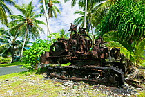 American tank left during the second world war on Funafuti Atoll, Tuvalu. March 2007