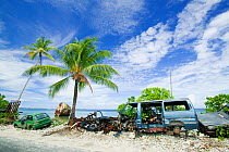 Ship wrecked by Hurricane Bepe on Funafuti Atoll, Tuvalu. March 2007
