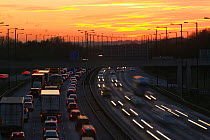 Rush hour traffic on the M60 motorway near Manchester UK. January 2007