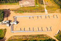 A SAG D (Steam assisted Gravity Drainage) tar sands plant north of Fort McMurray. The SAG D is used to extract the bitumen from the tar sands when they are too deep to be strip mined.  August 2012