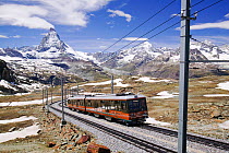 The Gornergrat railway above Zermatt Switzerland. June 2004