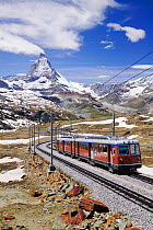 The Gornergrat railway above Zermatt Switzerland. June 2004