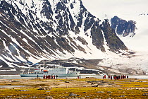 The Russian research vessel, AkademiK Sergey Vavilov an ice strengthened ship on an expedition cruise to Northern Svalbard. July 2013