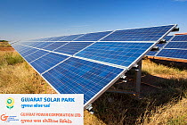 Asia's largest solar popwer station, the Gujarat Solar Park, in Gujarat, India. It has an installed capacity of 1000 MW. December 2013