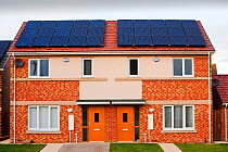 Hutton Rise housing development in Sunderland, UK.  All of the houses have either solar thermal water heating or solar electric panels, some have both. December 2011