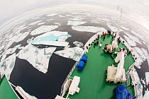 The Russian research vessel, AkademiK Sergey Vavilov an ice strengthened ship on an expedition cruise to Northern Svalbard, Norway, July 2013