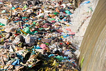 The Bishnumati river running through Kathmandu in Nepal. The river is full of litter and raw sewage which is emptied into the river. Nepal. December 2012