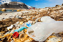 Plastic rubbish on a remote beach in Northern Svalbard, only about 600 miles from the North Pole. The plastic has been washed ashore from the sea by ocean currents. July 2013