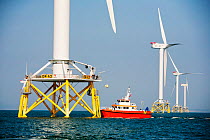 The Ormonde Offshore Wind Farm during construction.  Barrow-In-Furness, Cumbria, England, UK. September 2011