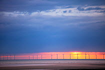 The Rhyl Flats offshore wind farm, off the North Wales coast, in Liverpool bay, between Prestatyn and Rhyl. July 2010