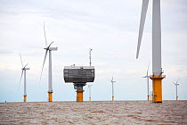 Gunfleet Sands offshore wind farm, including the sub station is owned and operated by Dong energy. Brightling Sea, Essex, UK. September 2015