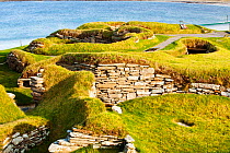 Skara Brae on Orkney, Scotland. October 2011. This ancient village dates from around 3200 BC making it the oldest village in Europe. It was revealed by a great storm in 1850. It consists of eight hous...