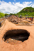 Damaged bridge near Phalombe, this bridge was destroyed by the January 2015 floods. Malawi. March 2015.
