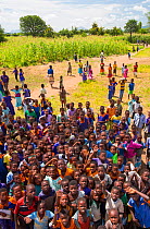 Large group of children displaced by the January 2015 flooding, Baani refugee camp near Phalombe, Malawi, March 2015.