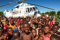 Russian Mi8 helicopter being used by the United Nations, World Food Program to deliver food aid to areas still cut off by the flooding, around Bangula and Mkhanga. Malawi, March 2015.