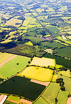 Aerial view of  English countryside near Manchester, England, UK, July.