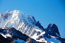 Aiguille Verte and Les Drus in the Mont blanc range above Chamonix, French Alps, France, September 2014.