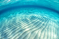 Ripples in the sand of a shallow sandbar in clear water. Stingray City Sandbar, Grand Cayman, Cayman Islands, British West Indies, Caribbean Sea.
