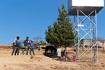 Children using water pump, Lesotho, August 2017.