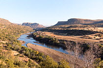 Senqu (Orange) River, the longest river in southern Africa, near Quthing, Lesotho. August 2017
