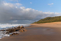 Cape Vidal beach in early morning, Isimangaliso Wetland Park. iSimangaliso Wetland Park UNESCO World Heritage Site, and RAMSAR Wetland. South Africa, August 2017.