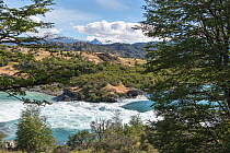 Baker River and mountain landscape, Patagonia, Chile, January 2017.