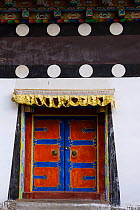 Decorated window of local temple, Lower Yubeng village, Meili Snow Mountain , National park, Yunnan, China, October 2017.