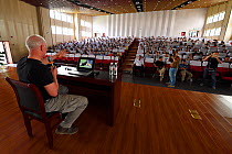 Photographer Staffan Widstrand giving a presentation at The Teacher's College in Manshi, China, May.