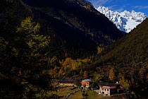 Park ranger station in the Baima Snow Mountain Nature Reserve, Yunnan, China, October.