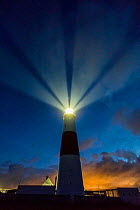 Portland Bill Lighthouse at night, Isle of Portland, Dorset, England, UK. September 2016.