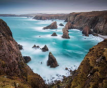 Sea Stacks at Mangurstadh, Aird Feinis, Isle of Lewis, Outer Hebrides, Scotland, UK. March 2015.