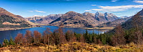 The Five Sisters of Kintail, Mam Ratagan pass and Loch Duich, Highlands, Scotland, UK. March 2017.