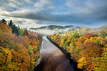 River Garry and Pass of Killiecrankie from Garry Bridge, Perthshire, Scotland, UK. October, 2013.