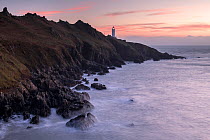 Start Point peninsula and Lighthouse at sunrise, South Devon, England. January 2018