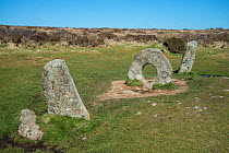 Men-an-Tol,  Neolithic or Bronze age monument, Cornwall, England, UK. March 2018.